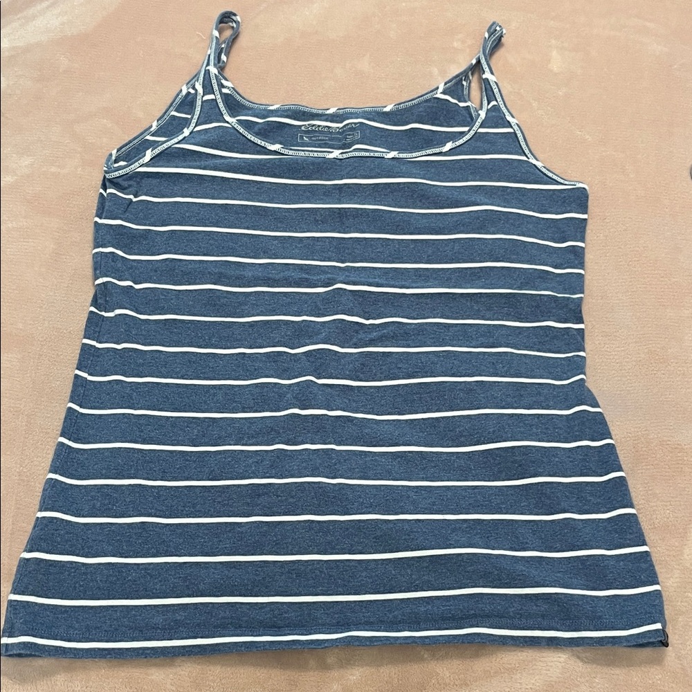 Eddie Bauer Navy and White Striped Tank Top